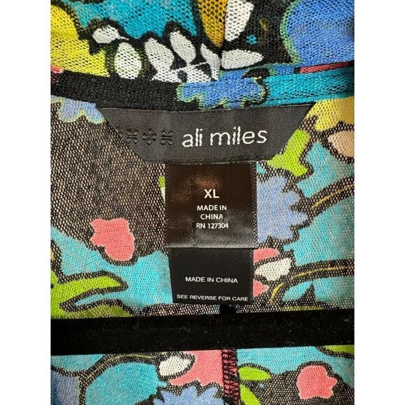 ALI MILES lightweight mesh multicolor open front cardigan sweater XL NWOT - Picture 2 of 9